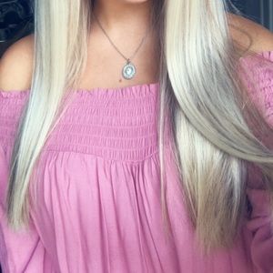 off the shoulder pink top